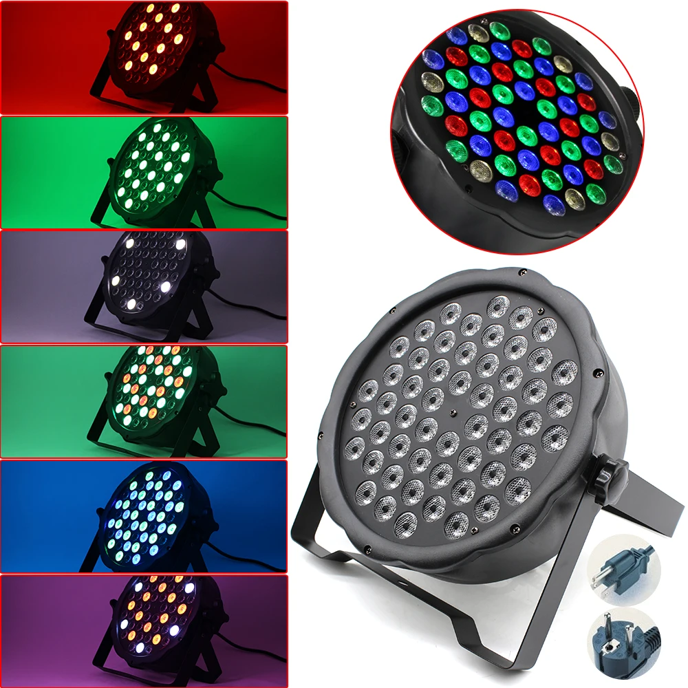 RGBW LED Stage PAR, Party Lighting, DMX, DJ Show Strobe Light, AC 110-220V, 54x3W