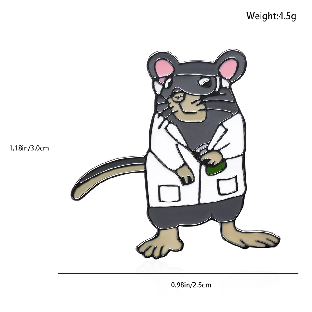 تجربة طبية لطيف الحيوان المينا بروش الكرتون الماوس الدب الدب القطبي دكتور دبوس صديق التلبيب معطف شارة مجوهرات اكسسوارات