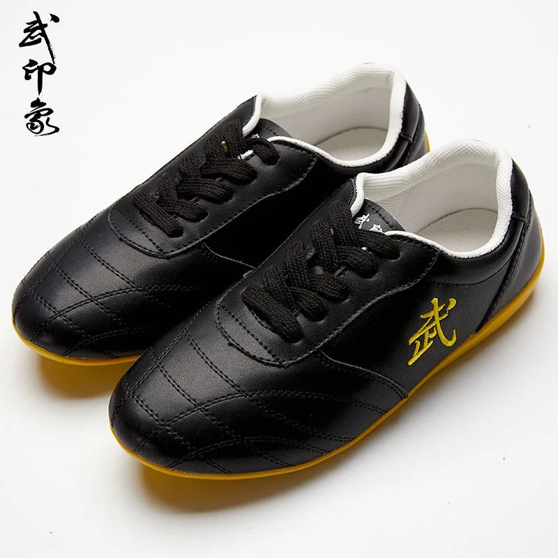 Professional Martial Arts Wushu and Taichi Shoes Unisex Black Red Tai Chi shoes Men Women Pu Leather Taekwondo Shoes Couples