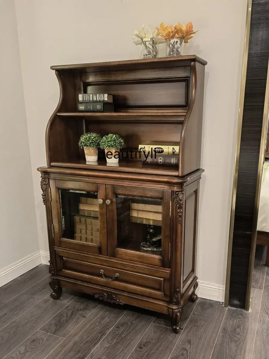 Black Walnut Double Door Wine Cooler All Solid Wood Locker American Dining Room/Living Room LogsAA