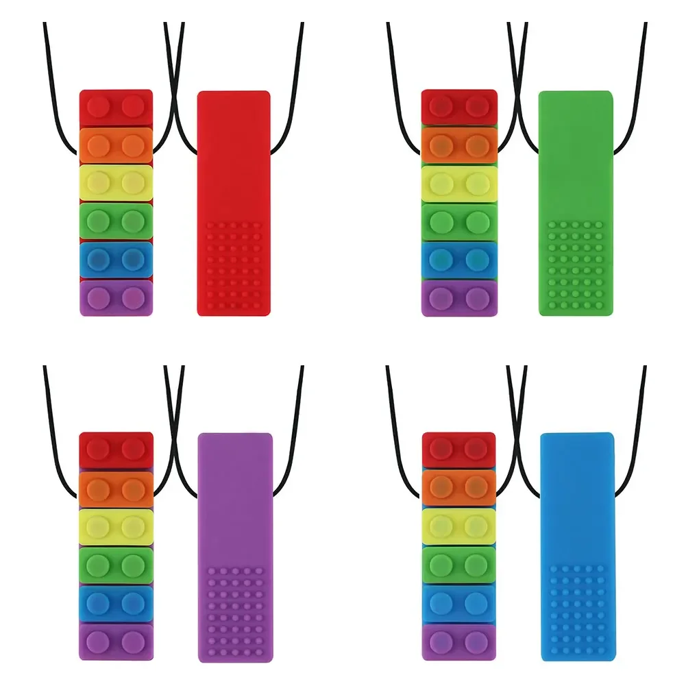 

Разноцветное силиконовое ожерелье-прорезыватель для младенцев, сенсорные игрушки для детей с аутизмом, терапевтические жевательные игрушки для детей с аутизмом