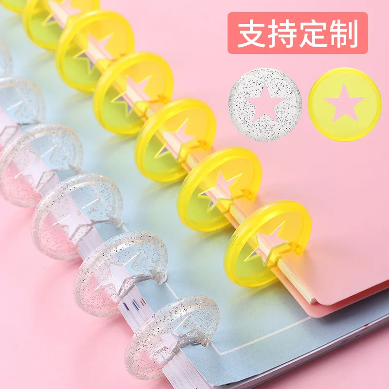 100Pcs 30mm New Transparent Mushroom Hole Binder Notebook Plastic Disc Rings Notebook Loose Leaf Buckle Plastic Button