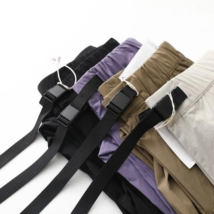 New Spring Autumn Men's Work Trousers High Waist Zipper Design Casual Loose Straight Leg Pants Couple Sle Nylon Fabric