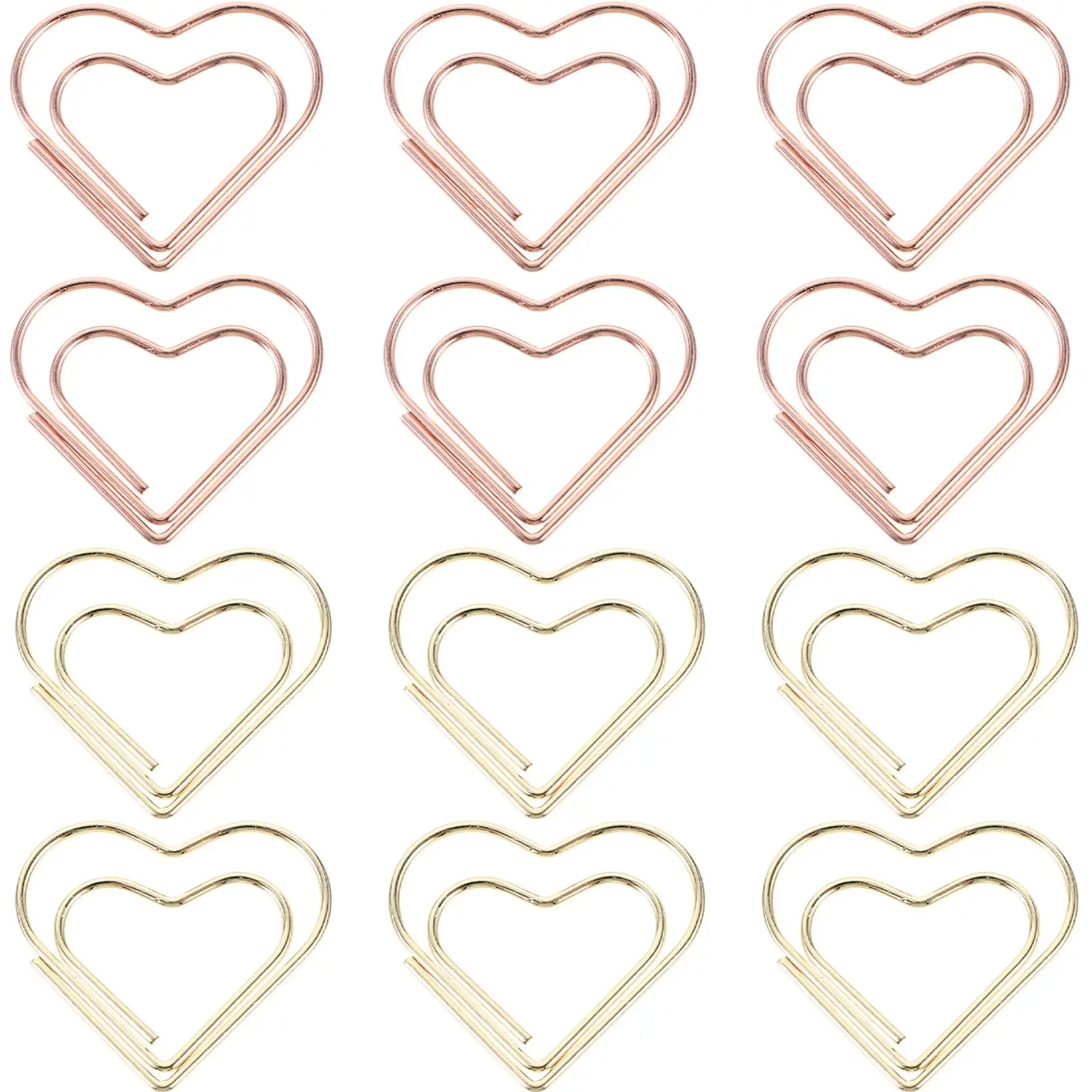 24 szt. Mini spinacze w kształcie serca kolorowe różowe złoto śliczne kreatywne dokumenty biurowe metalowe spinacze stop aluminium