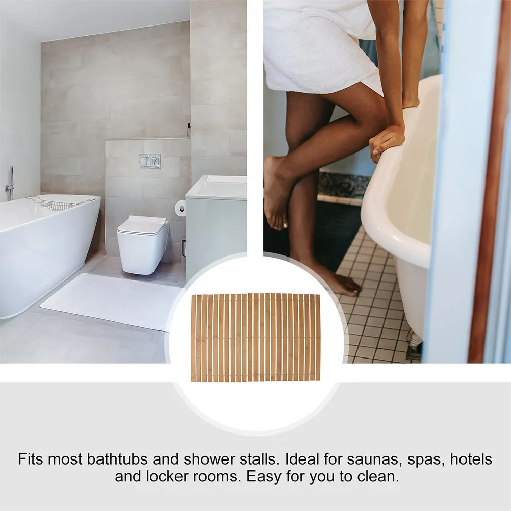 

Bamboo Bathroom Floor Mat Non-Slip Anti-Skid Door Entry Rug Decorative Bamboo Mat Comfortable Foot Pad for Home