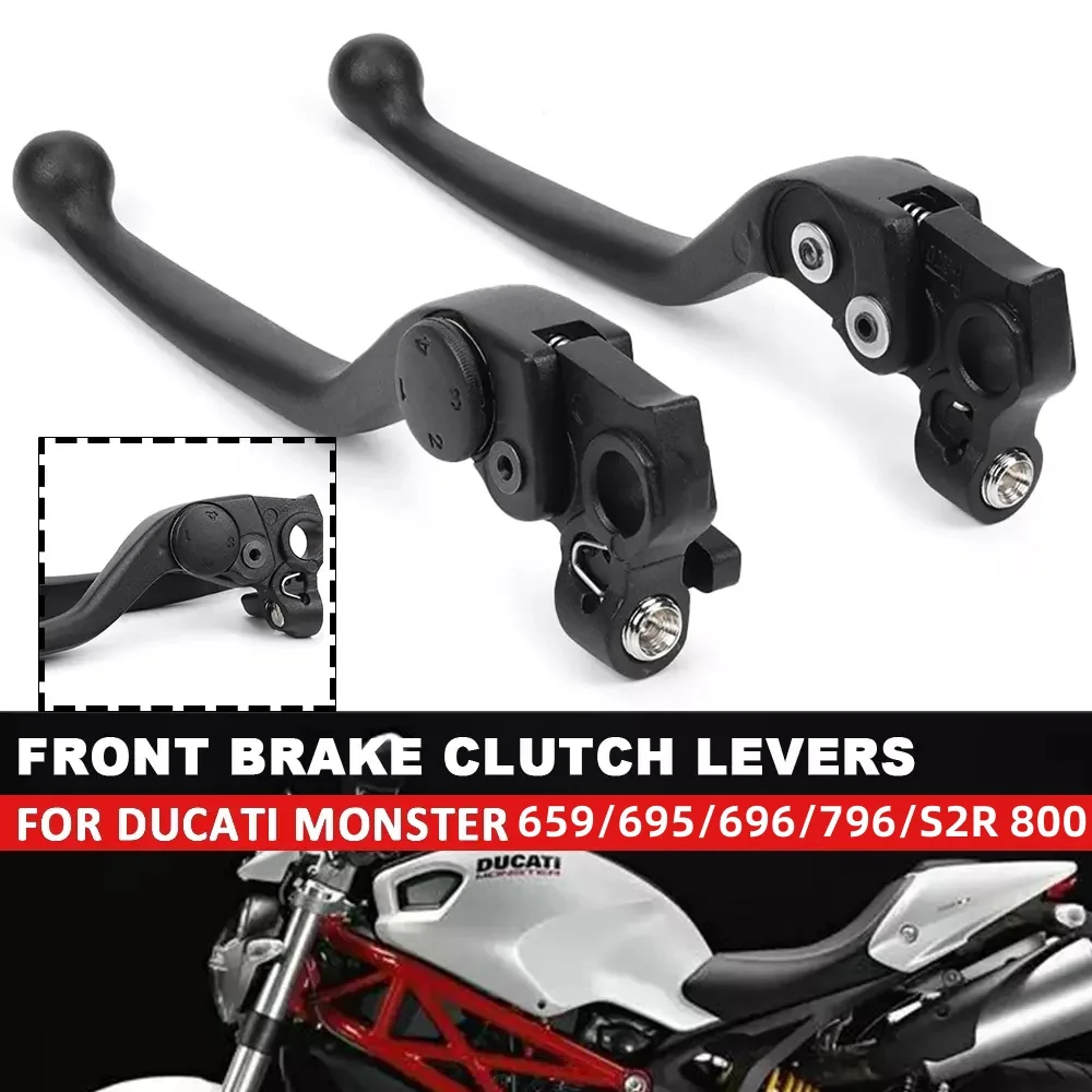 オートバイブラックブレーキクラッチハンドルアクセサリー-ducati-monster-659-696-796-400-620-695-s2r-800に適しています