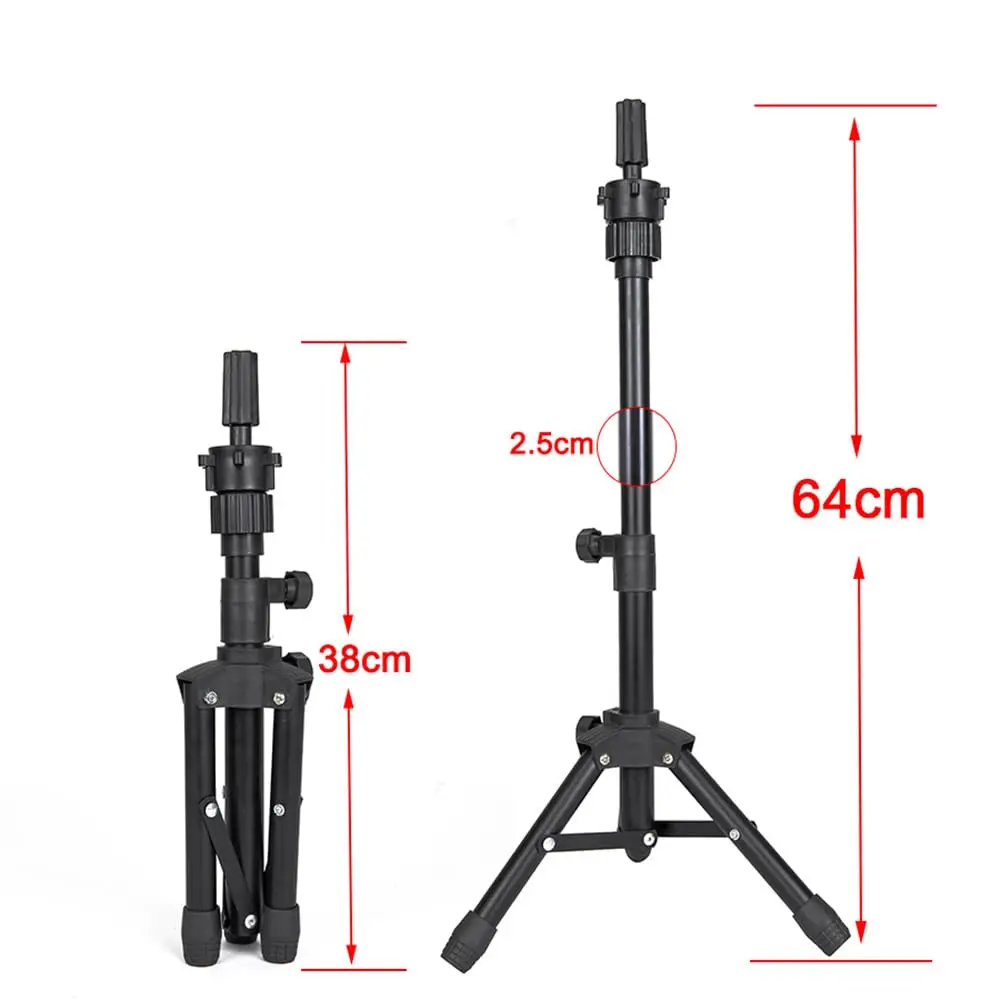 Mini Adjustable Wig Stand Tripod Metal Holder for Mannequin Head Canvas Foam Head Hairdresser Practice Cosmetology Braiding