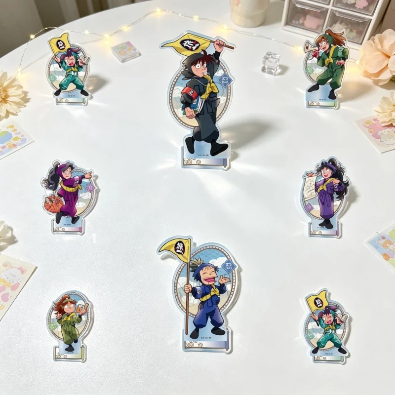 7PCS Lovely Products Nintama Rantaro Anime Acrylic Stand Model Plate Keychain 15CM Shirobei Tokitomo/Rantaro Inadera Desk Decor
