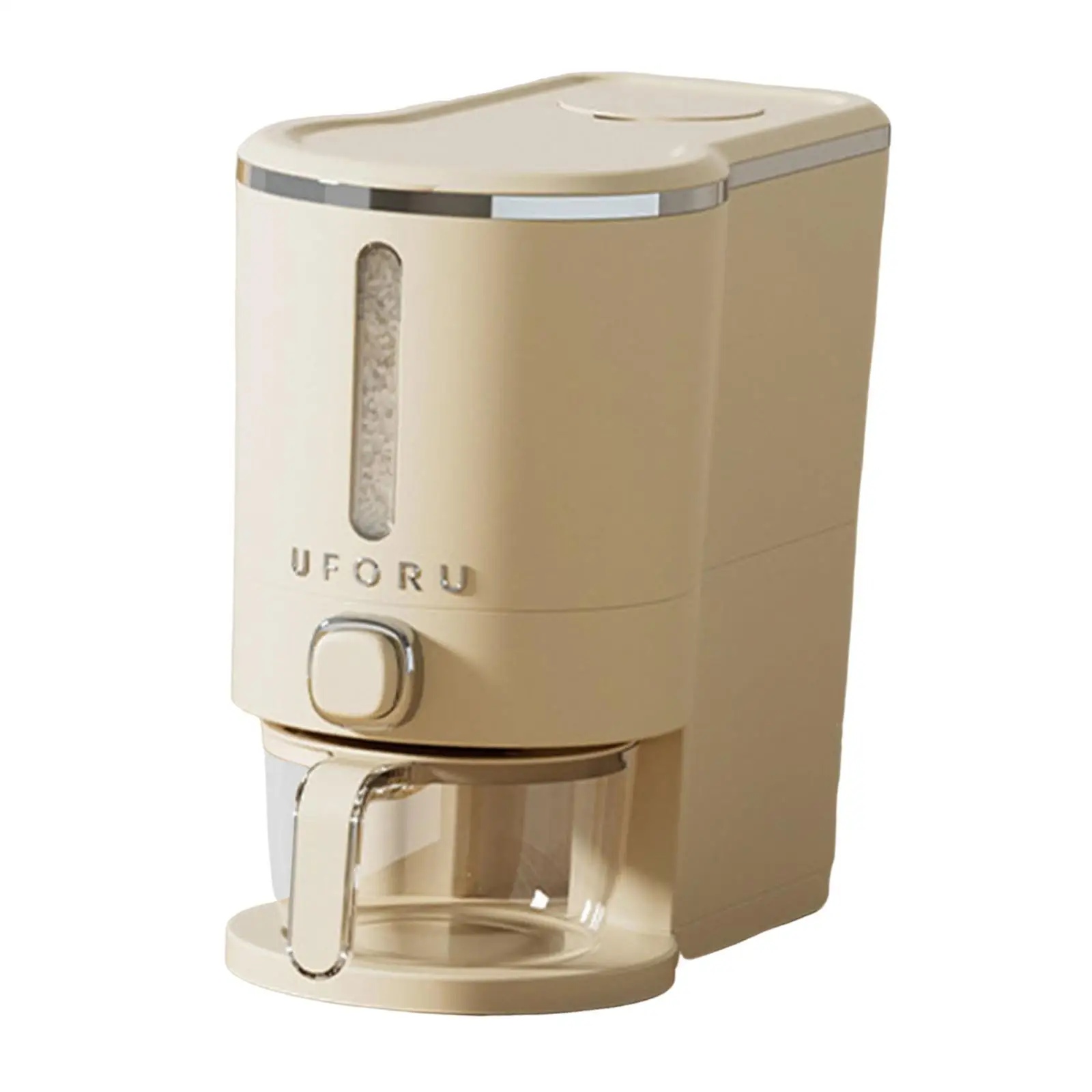 Double Duty Rice Dispenser and Cereal Storage Container Airtight Food Grade Bucket with Visible Window for Dry Goods