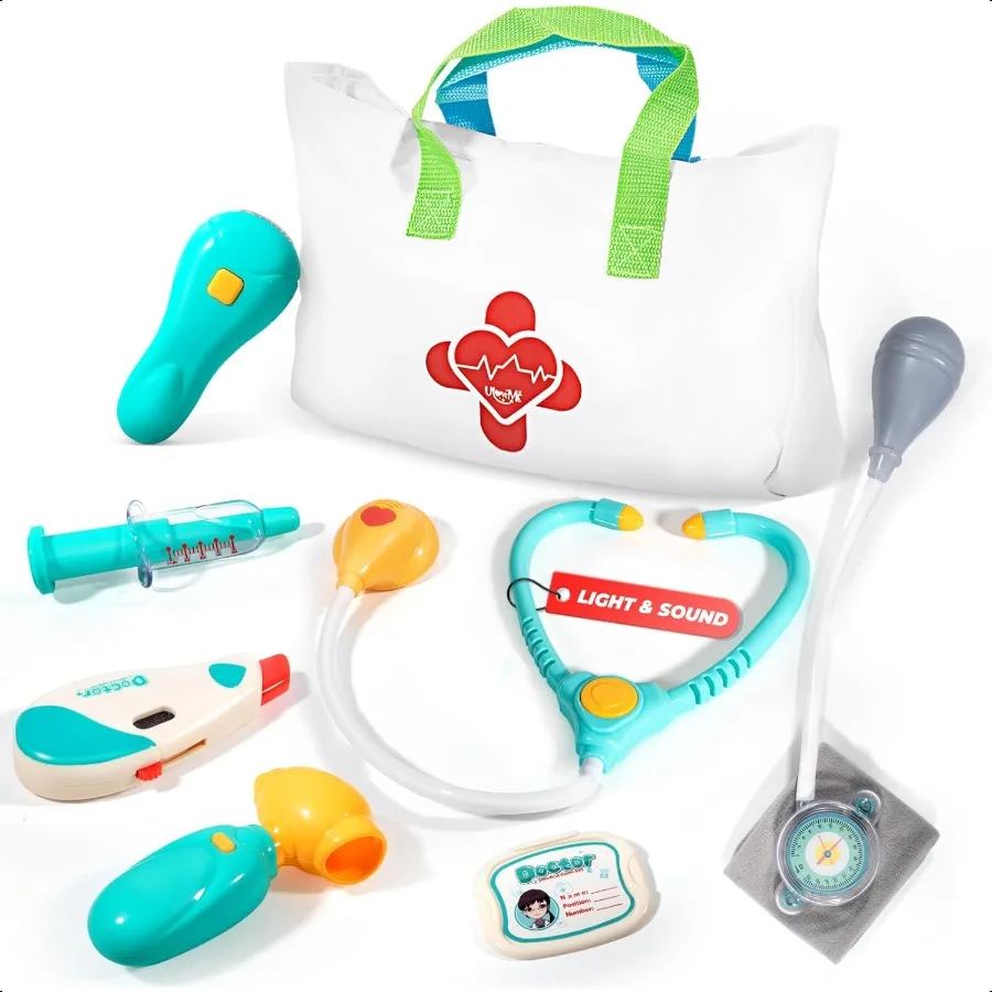 

Doctor Kit for Toddlers 35 Preschool Pretend Play Medical Kit with Stethoscope Blood Prure Cuff and Carrying Bag Dr Up Toys for