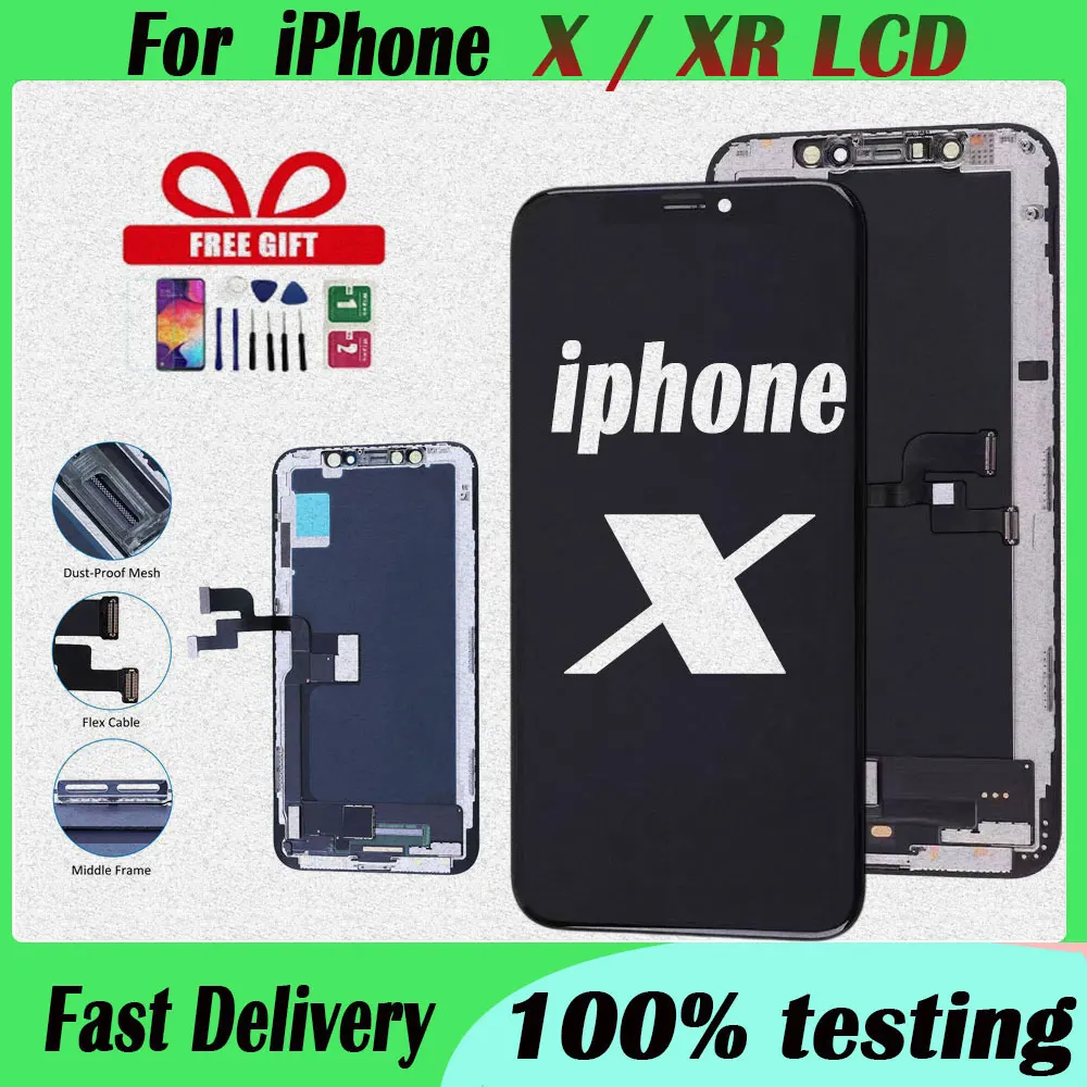 Super AMOLED For iPhone X/XR LCD with 3D touch screen digitizer component, suitable for iPhone X/XR display screen replacement