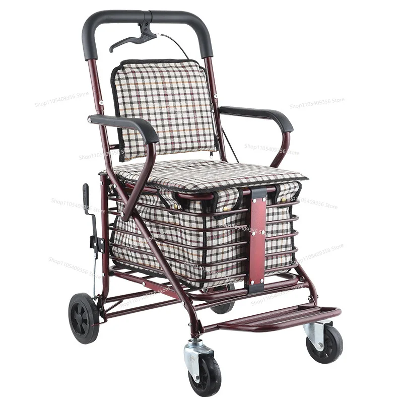 For The Scooter for The Elderly Can Sit and Push Four Wheels To Buy Food,  Seat Is Folded To Help Elderly Push
