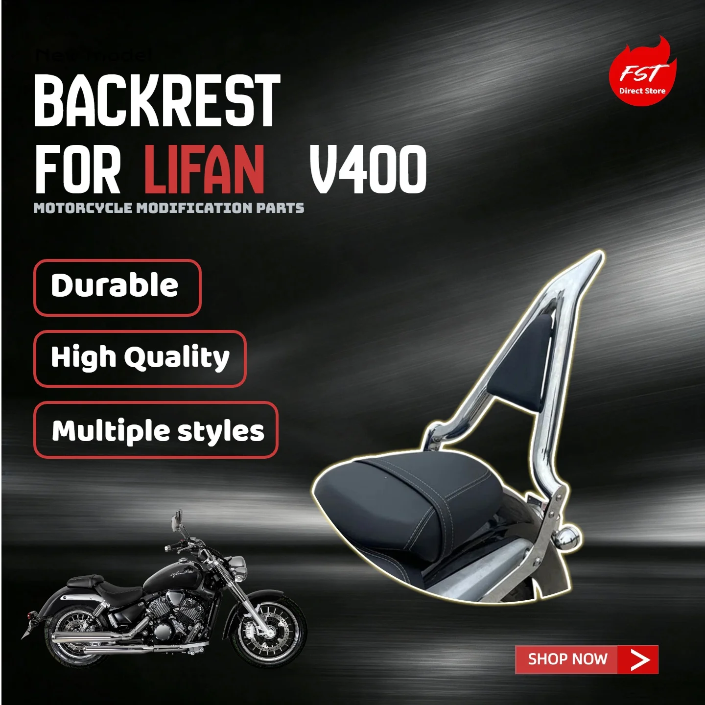 For Lifan V400 Reinforced Rear Backrest & Grab Handle Mod Parts
