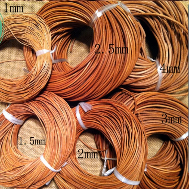 5Yards/Lot 1-4mm Genuine Leather Cords Round Thong Leather Cords For Ornament Making DIY Crafts Material Clothing Charm Accesso