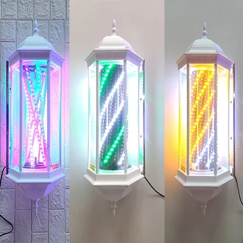 Hair turn light barber shop LED rotating bright hair salon retro super bright palace lamp wall waterproof light box factory