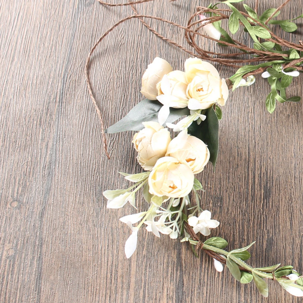 

Floral Hair Wreath Simulated Flower Headband Durable Material Wedding Party Festivals Beach Headwear Garland Floral Headdress