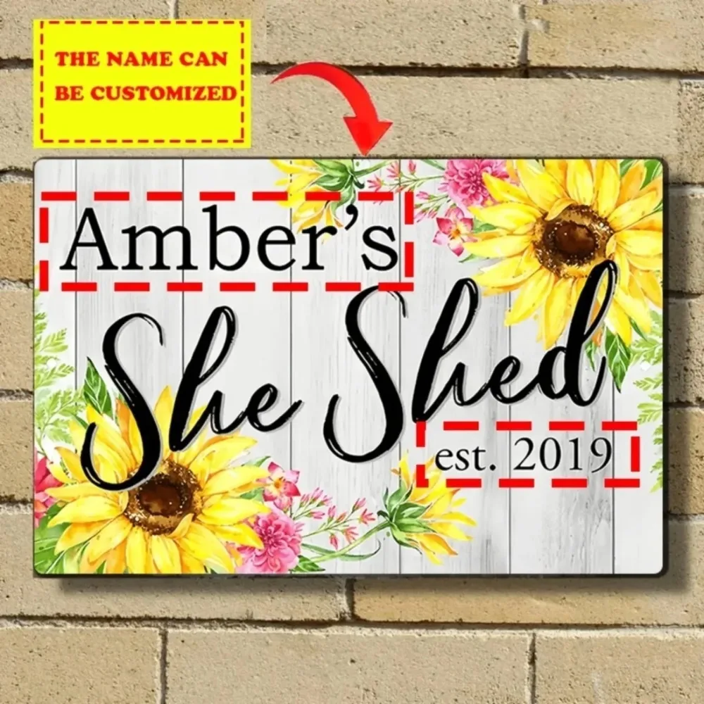 CIFbuy Personalized Retro She Shed Metal Sign, Waterproof Dustproof Garden Holiday Party Wall Decor (Only For Decoration)