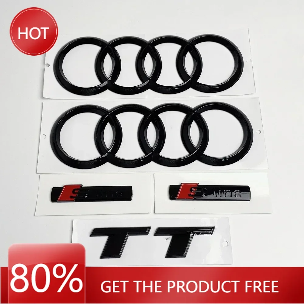 

2025 для Audi TT 2015-2025 4 кольца логотип ABS черный автомобильный капот передняя решетка эмблема задний багажник эмблема TT Sline автомобильные аксессуары