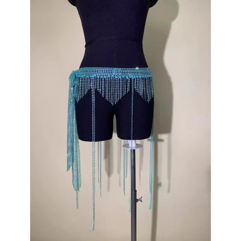 Customized Belly Dance Belt Waist Chain Mesh Hip Scarf No.12 Premium Large Diamond Samba Carnival Costumes Exotic Dancewear