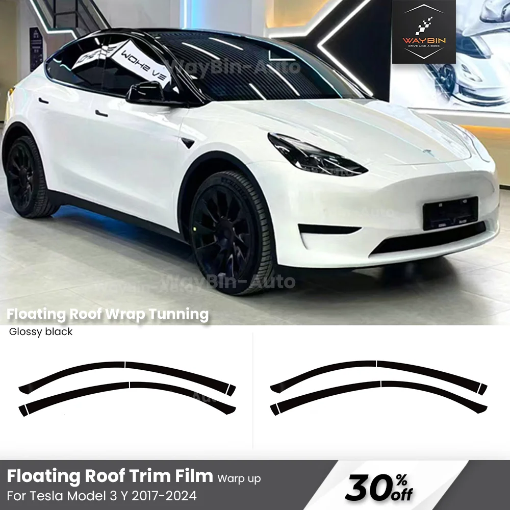 

For Tesla Model 3 Highland 2024 Hidden Windows Strip Cover Car Blacken Wrapping Film Model 3 Y Floating Roof Sticker Accessories