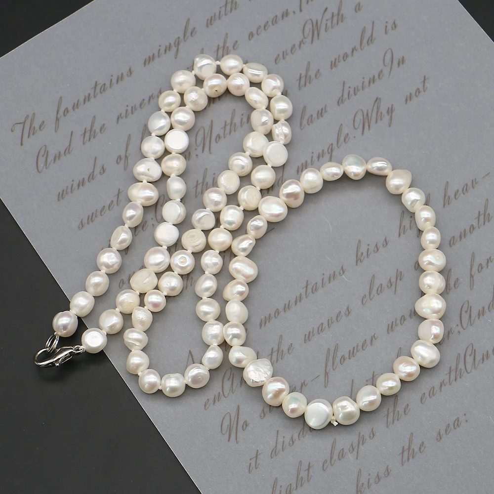 

6-7mm White Natural Freshwater Baroque Pearl Necklace And Bracelet Set Ideal For Fashionable Women Party Banquet Jewelry Gifts