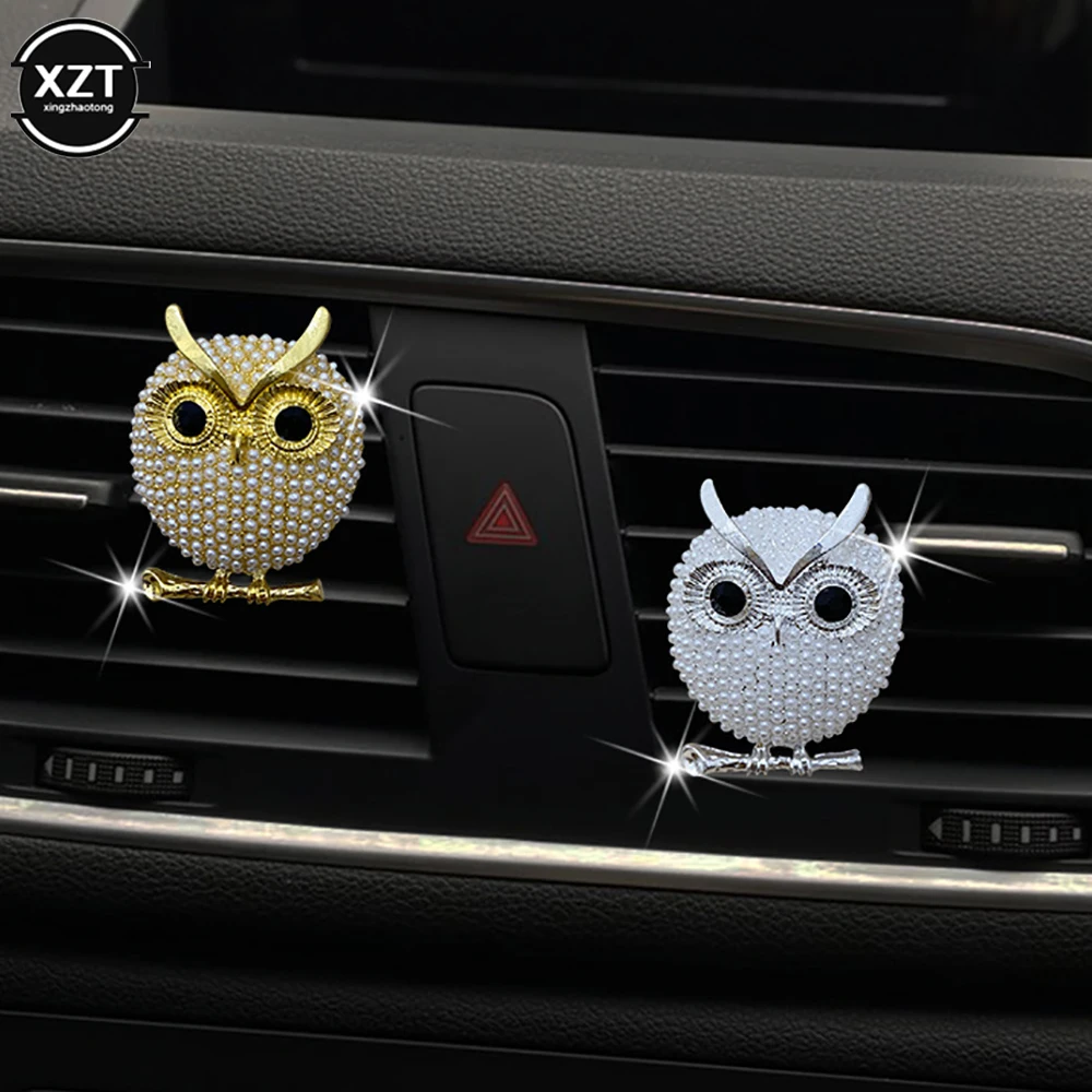 1PCS Pearl Owl Car Decoration Car Air Freshener Auto Outlet Perfume Clip Car Aroma Diffuser Ornaments Auto Interior Accessories