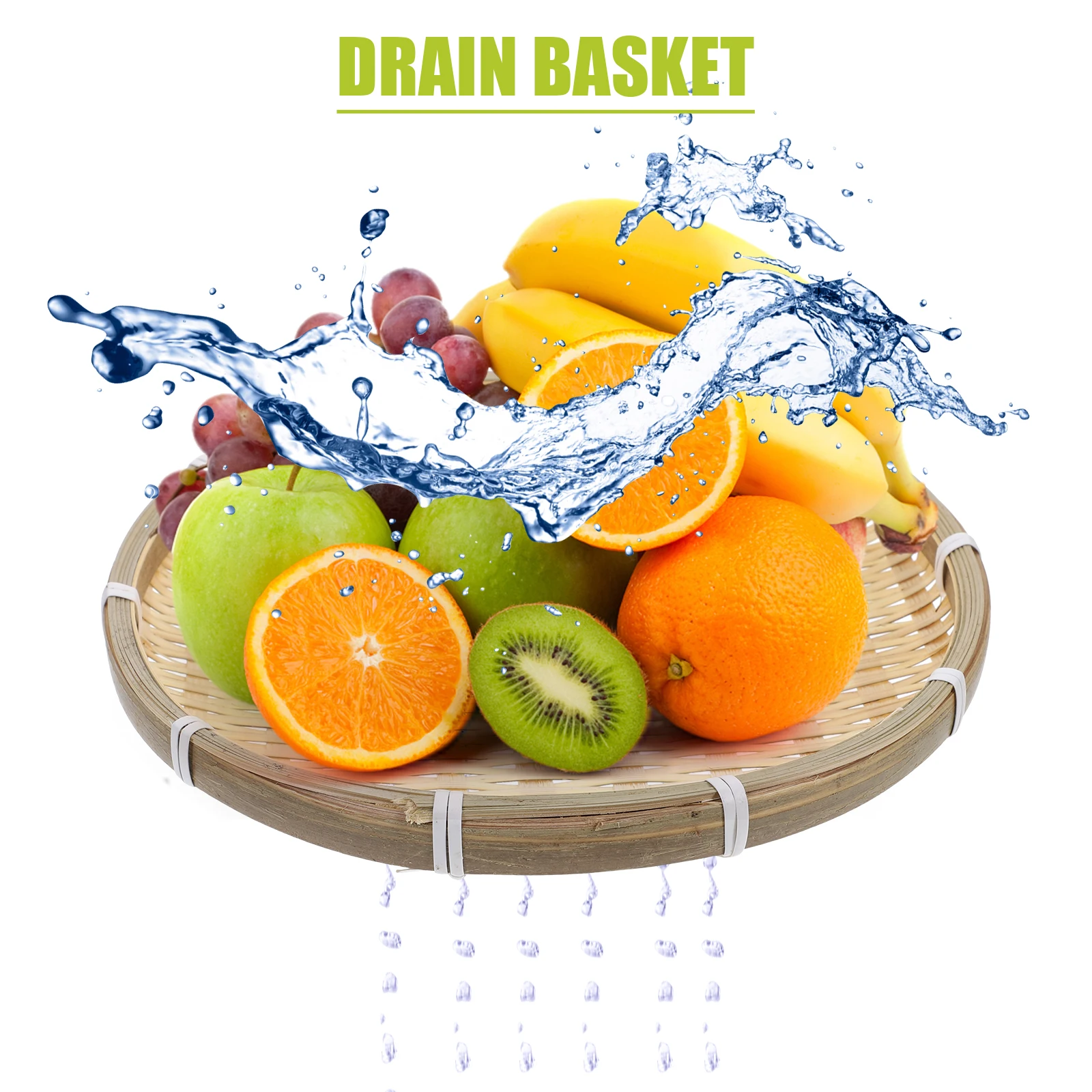 

Ecofriendly Round Bamboo Basket 18cm Handmade Woven Storage Multiuse Fruits Vegetables Draining Snack Biscuit Drying Plate