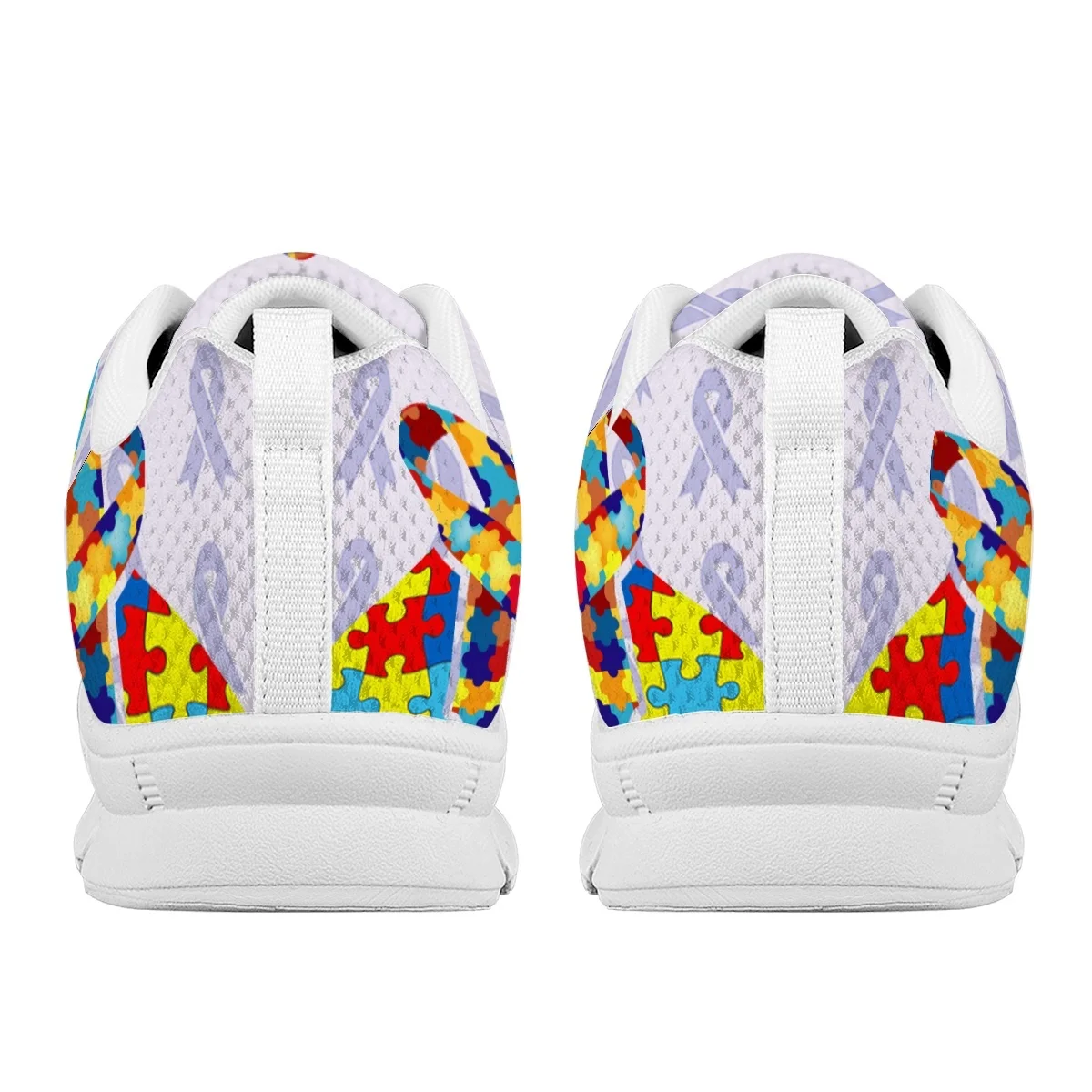 Autism Awareness Flats Shoes for Women Girls Breathable 2023 New Fashion Brand Designer Casual Footwear Lace Up Walking Sneakers