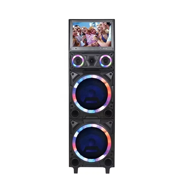 for 2021 New Smart System Touch Screen Bt Multifunction WIFI Video Trolley Speaker with 14 Inch Karaoke Party Pa Speaker Wood