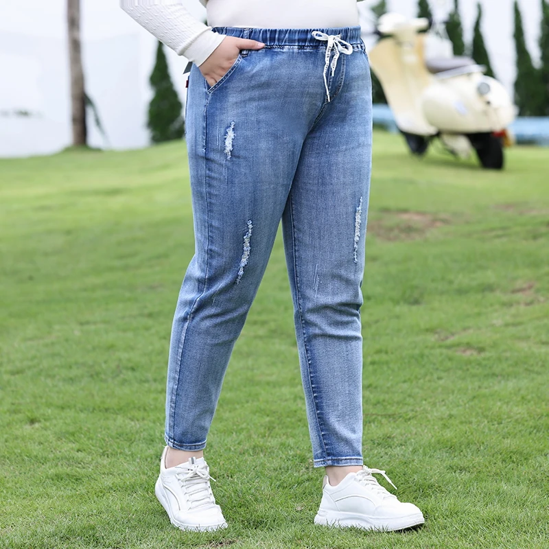 Plus Size Jeans Women Pants High Waist Denim Trousers Oversized Streetwear Pantalones De Mujer Clothing Autumn Fashion Free Ship