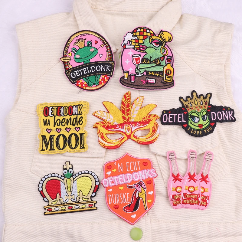 Oeteldonk Emblem Embroidered Patches Carnival For Netherland Patch Iron On Patches For Clothing Sew Patch Badges Diy Stickers