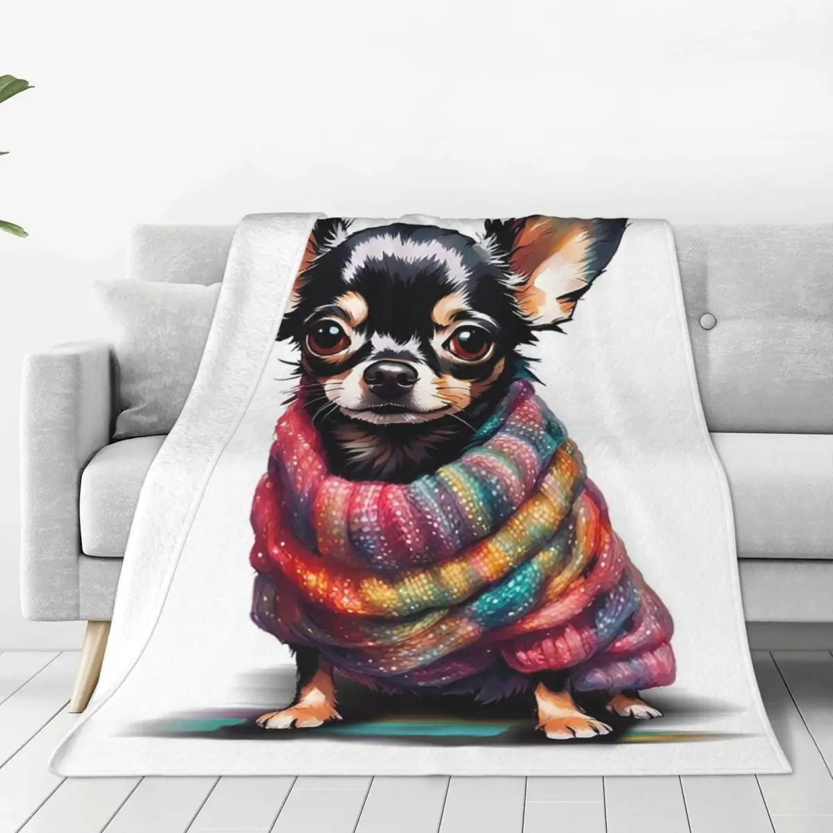 Cute Chihuahua Christmas Blanket Flannel Multi-function Sofa Throw Blankets For Home Bedroom Office Throws Bedspread Quilt