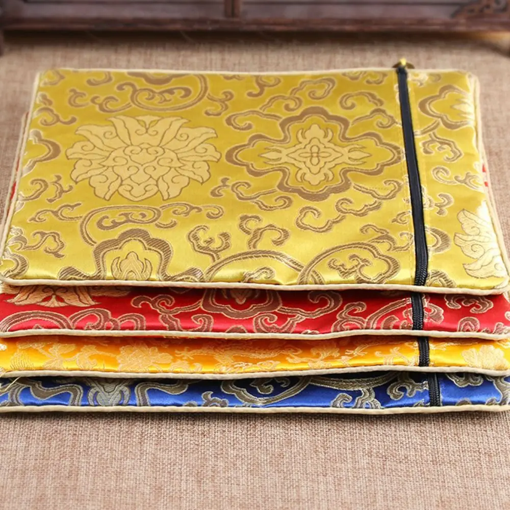 Gift Portable Antique Brocade Lotus Dragon Pattern Buddhist Embroidery Bag Chinese Style Sachet Scripture Bag Jewelry Bag