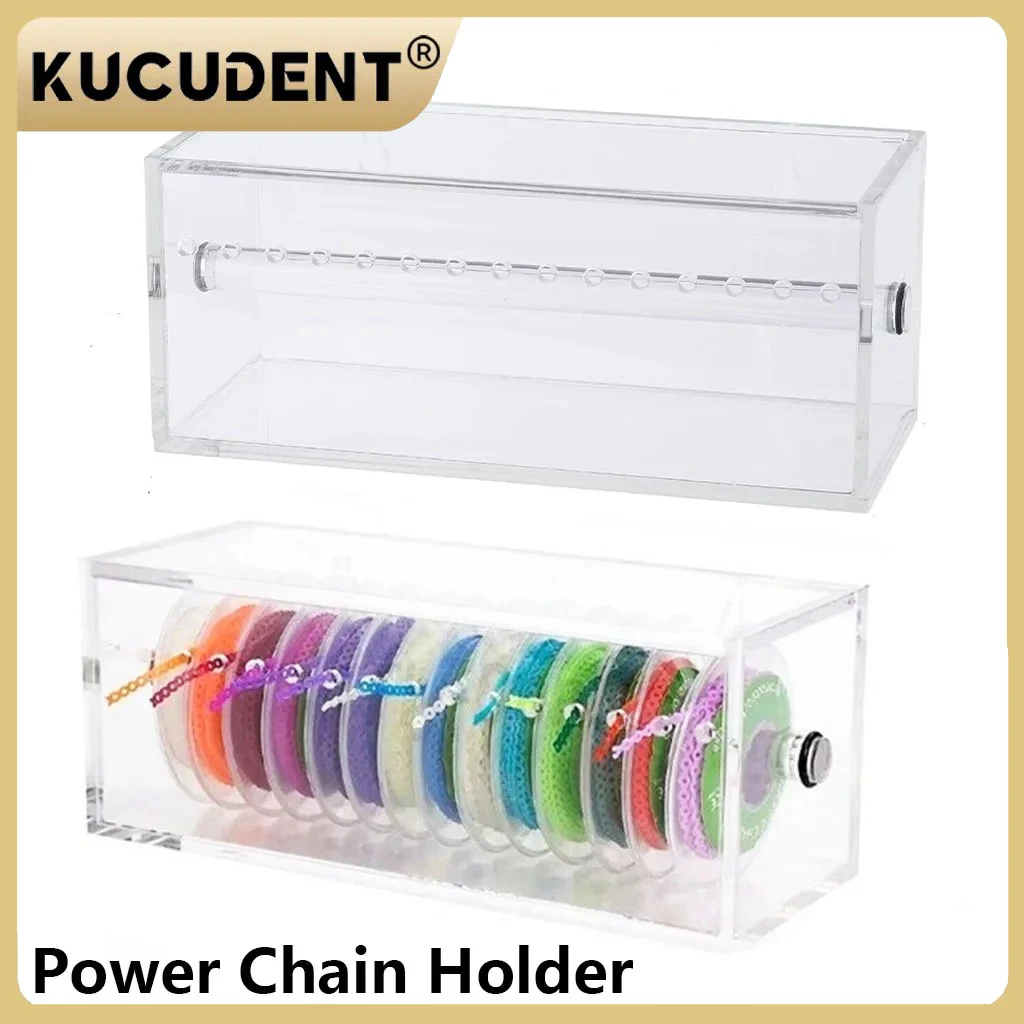 

1Pc Dental Chains Organizer Box Orthodontic Power Chain Box Acrylic Elastic Rubber Bands Chain Dispenser Placer Storage Case