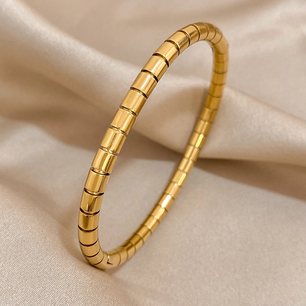 Greatera Creative Stainless Steel Snake Bone Bangles Bracelets for Women 18K Gold Plated Metal Bracelet Waterproof Jewelry 2024