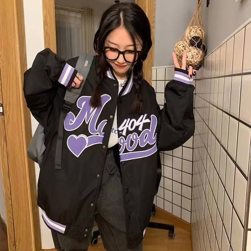 Spring Autumn Jaquetas Embroidery Baseball Jacket Female Coat Men's Couple Bomber Unisex Boyfriend Style Varsity Hiphop Street