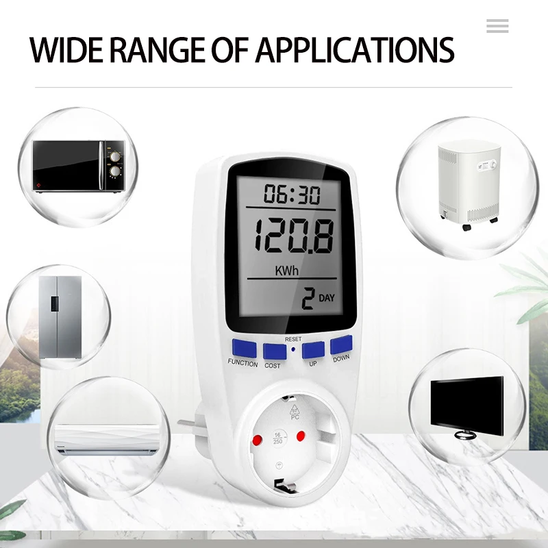 EU Plug Digital Voltage Wattmeter Power Meter Consumption Watt Energy KWh Socket 220V 230V AC Electricity Fees Analyzer Monitor