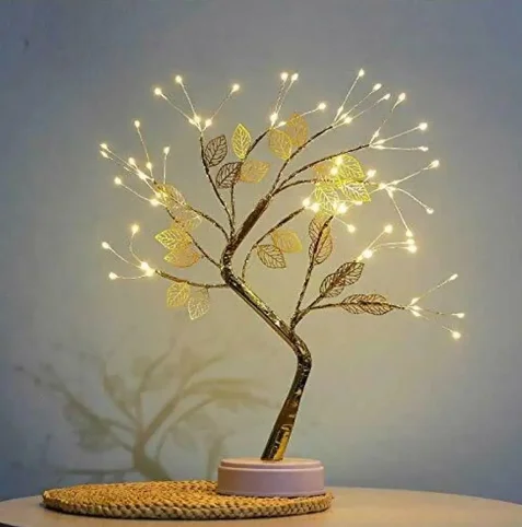 Decorative tree-shaped lamp with LED backlight, table lamp in warm light for home, bedroom, living room—original gift