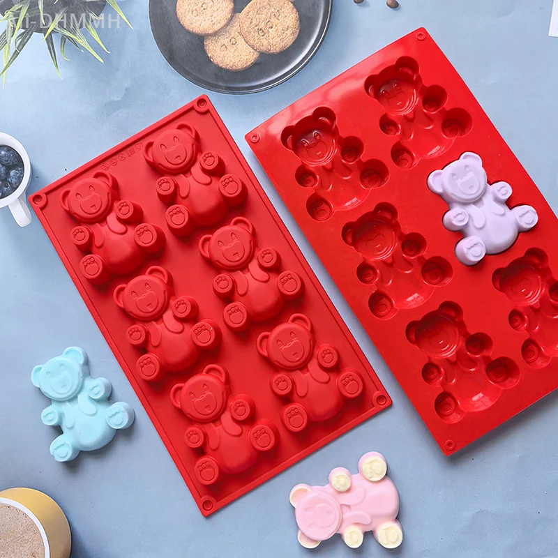 

Red Cake Ice Cream Chocolate Cookies Silicone Mold Cartoon Bear Animal DIY Soap Handmade Utensils