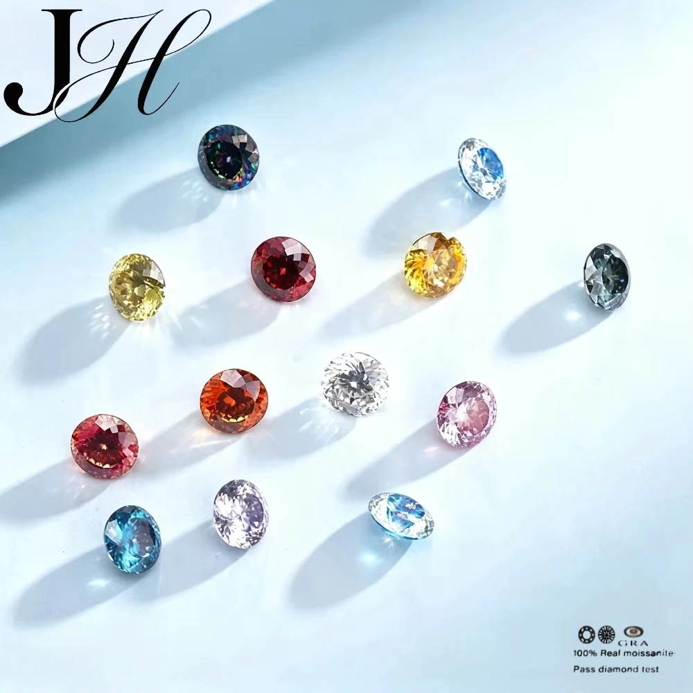 JOIAS HOME 1.0mm-11mm Moissanite Loose Stone Excellent Round Cut Pink Blue Green Moissanite Diamond For Fine Jewelry Making DIY