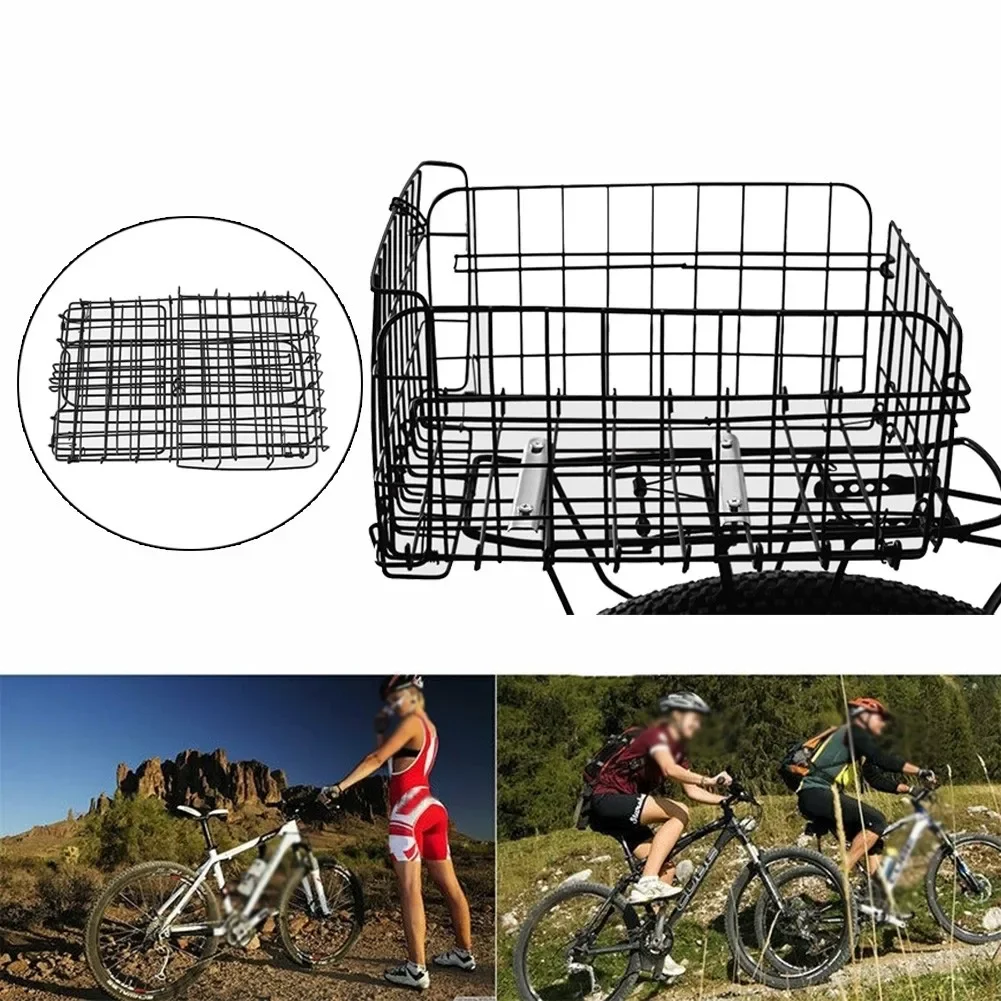 

Bicycle Rear Basket Bike Bags Panniers Stainless Steel Rear Back Baskets Folding Basket Large Capacity Cycling Accessories
