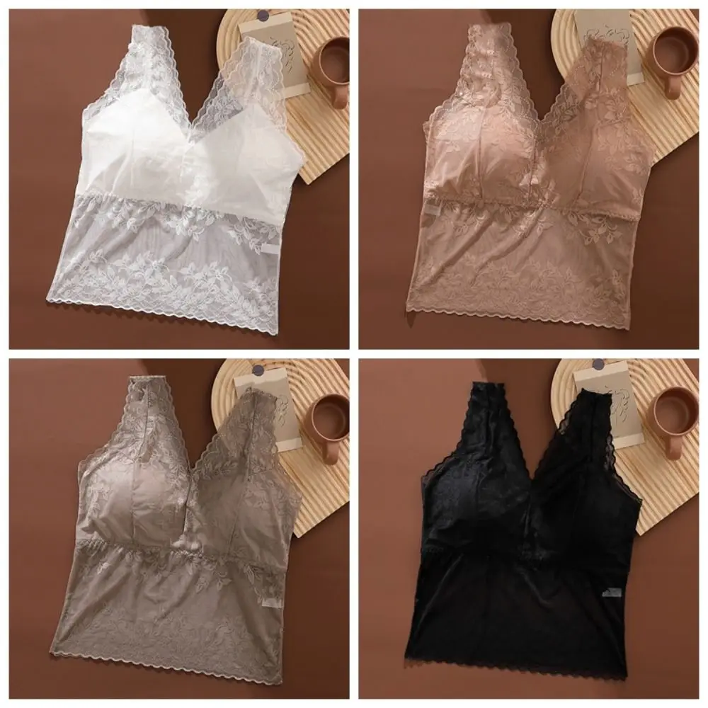 أزياء الخامس الرقبة الدانتيل شبكة بروتيل سليم صالح الدانتيل الشفاف المحاصيل قمم رقيقة كامي سترة مع منصات الصيف