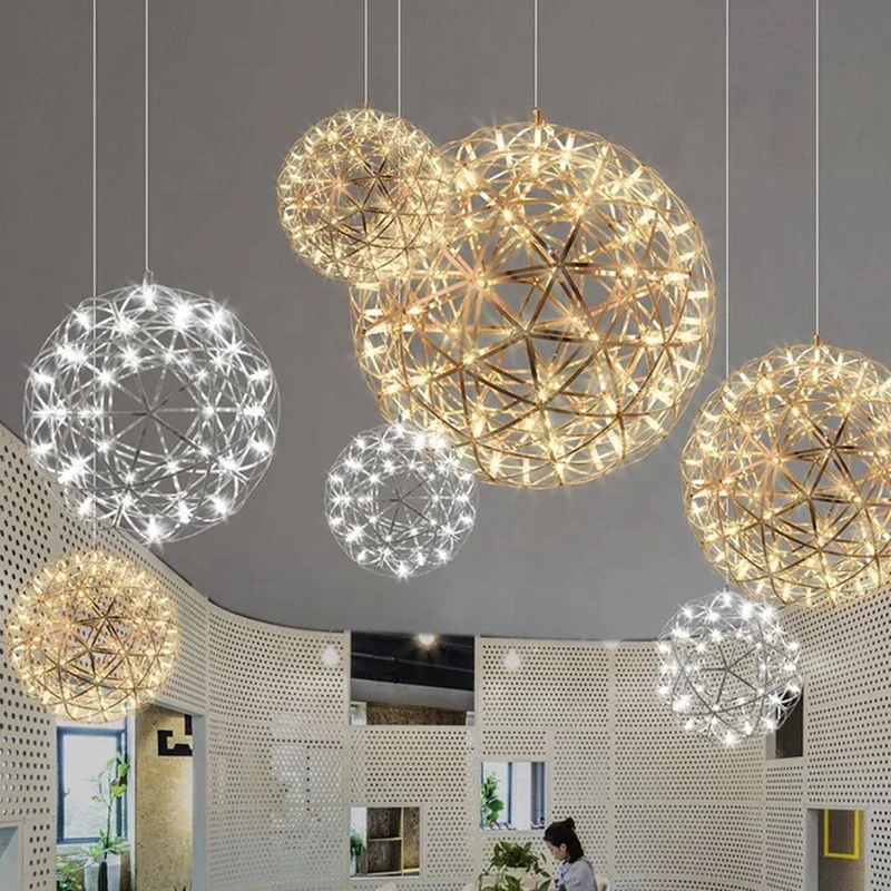 

Spark Star Pendant Light Modern Simple Creative Led Chandeliers Fireworks Ball Hanging Lights For Hotel Stair Shopping Mall Lamp