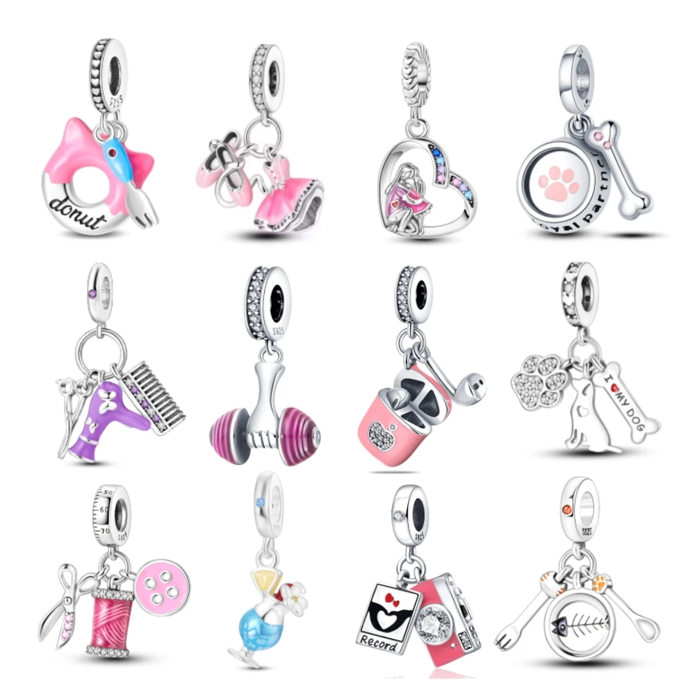 Mother Day Gift Love Mom Daughter Heart Charm Beads Fit Original Bracelet DIY Jewelry for Women  925 Sterling Silver Accessories