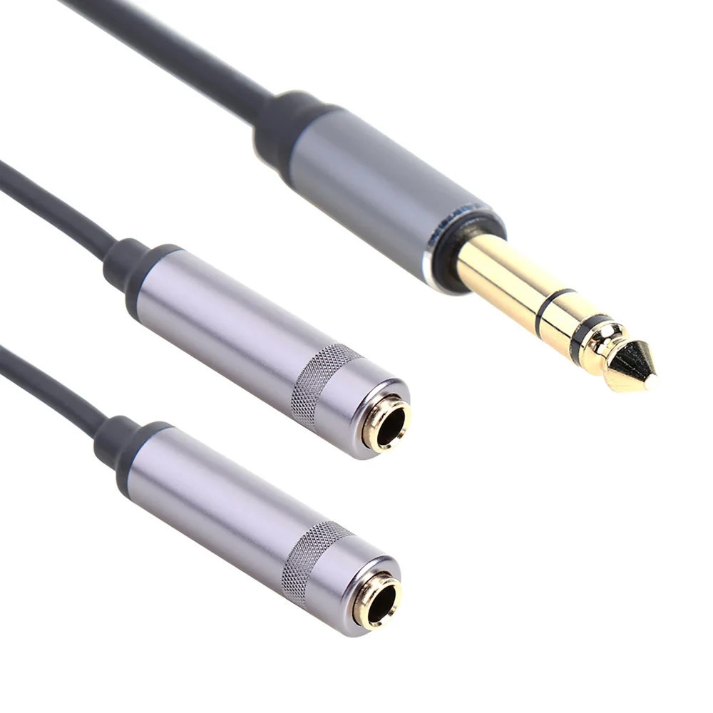 Stereo 6.5mm 1/4 \'\'TRS do podwójnego Adapter gniazda Jack 6.35mm 6.5 męskiego do 2 żeńskiego rozdzielacza Y rozszerzenie Audio przewód do miksera