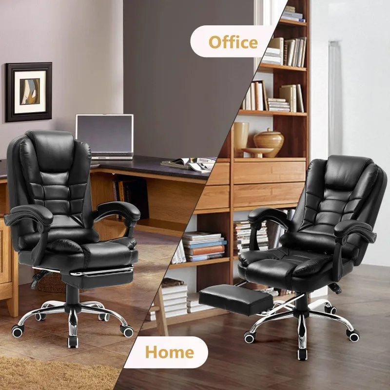 Vibration Massage Office Chair, Reclining Office Chair with Footrest, Home Desk Chair with Armrest, Adjustable Height/Tilt image 2