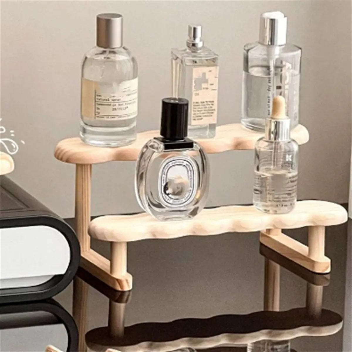 Display Riser Stand Wooden Shelf for Perfume Organizer Perfume Display Shelf Figure Display Case Dolls Storage Rack