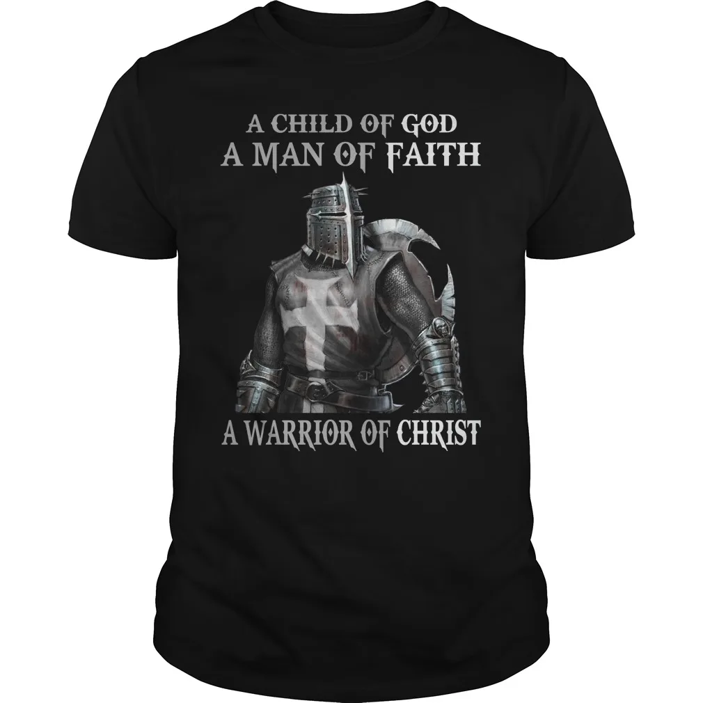 

Man of Faith - Warrior of Christ. Crusader Knights Templar T Shirt. New 100% Cotton Short Sleeve O-Neck T-shirt Casual Mens Top