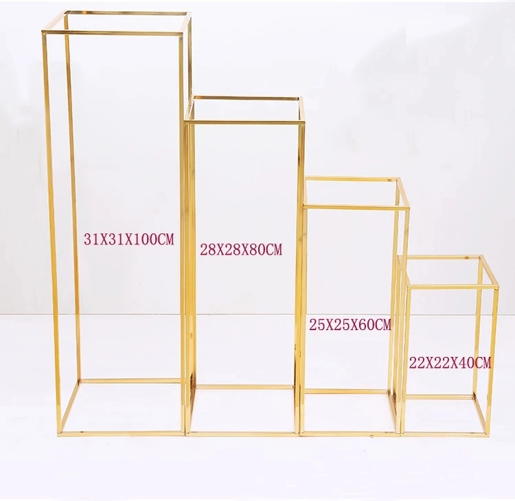 4set 5set iny Gold Iron Plinths Pillar Cake Holder Metal Frame Backdrops Wedding Centerpiece Flower Stand Home Crafts Rack Decor