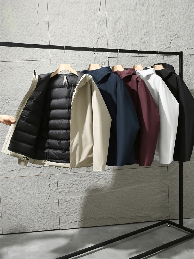 في الهواء الطلق Thiened الأبيض Du أسفل مقنعين Jaet تقنية مقاومة للماء شتاء دافئ ألياف البوليستر سستة إغلاق طويل Sve...